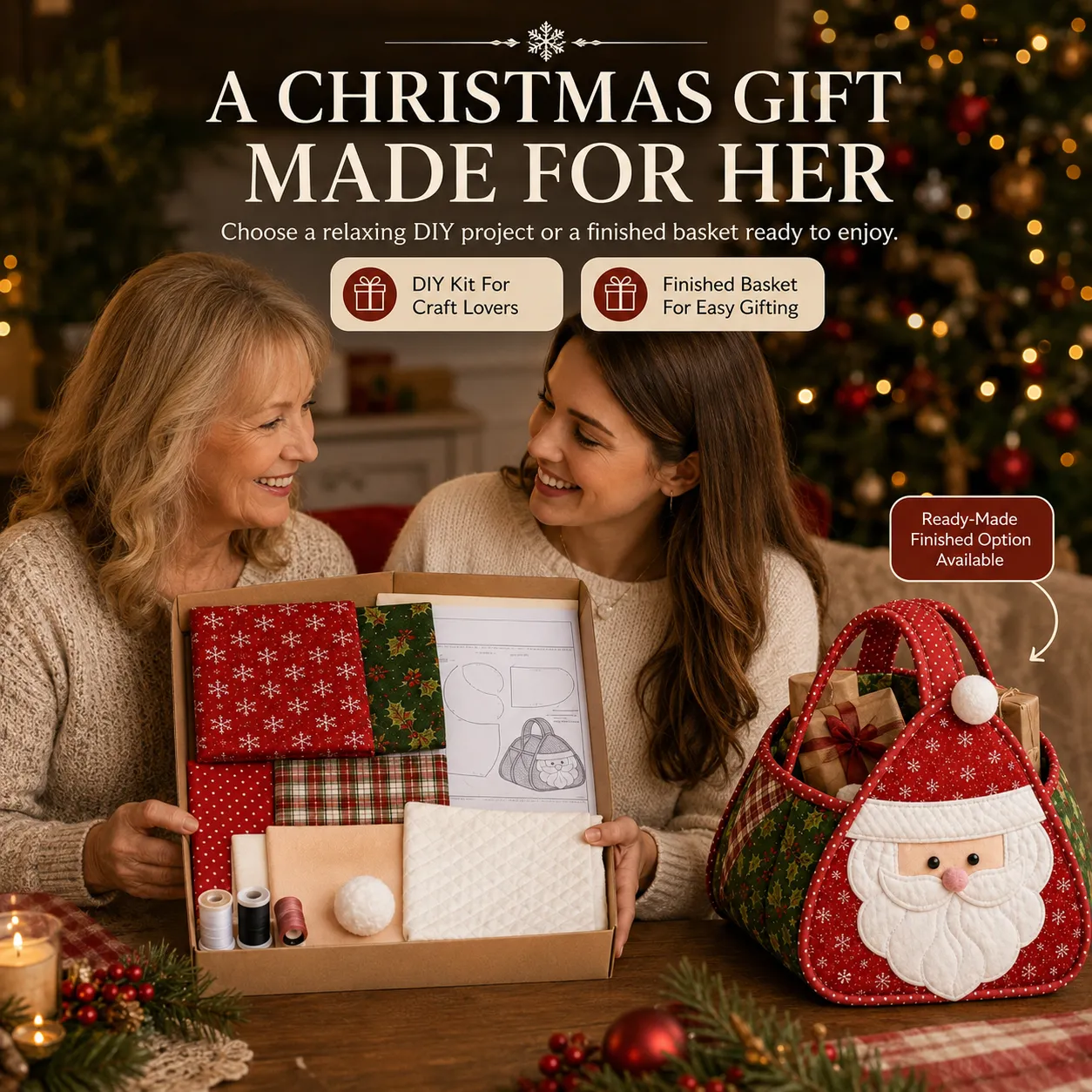 Christmas quilted carry basket styles