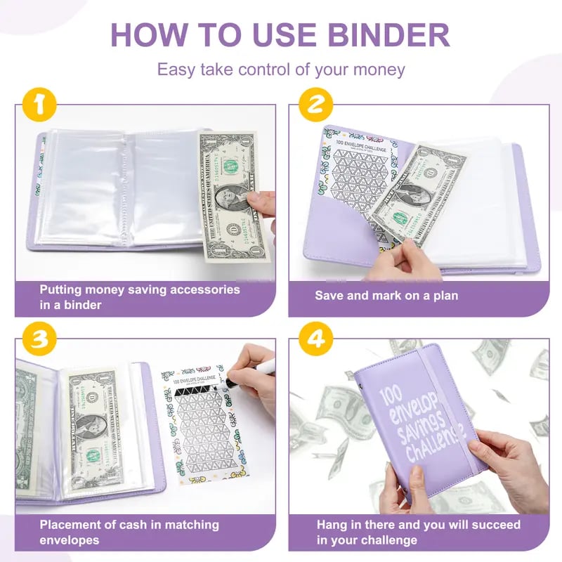 Product Introduction of 100 Days Money Saving Challenge Coin Envelope BudgetStorage Book - Binding Covers With Daily Savings Tracker,Habit-Forming System, And Cash Savings Goal Of $5050Develop A Consistent Savings Habit 1 Product Introduction of 100 Days Money Saving Challenge Coin Envelope BudgetStorage Book - Binding Covers With Daily Savings Tracker,Habit-Forming System, And Cash Savings Goal Of $5050Develop A Consistent Savings Habit 1
