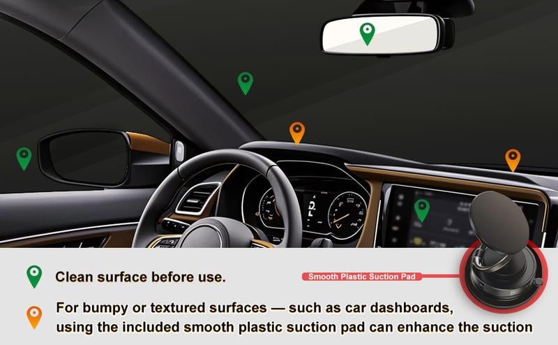 Product Introduction of 360° Adjustable Vacuum Magnetic Phone Holder, Suction Cup Phone Mount for Magsafe, Portable Cell Phone Holder for Car,Makeup/Gym/Mirror, Fit for All iphone iphone 11 and above 4