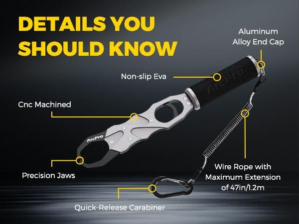 ArcPro Fish Gripper with Scale, Aircraft-Grade Aluminum Alloy Fish Lip Gripper 2-in-1 , 40lb Heavy-Duty & Non-Slip 360° EVA Swivel Handle, Corrosion-Resistant Fish Holder, Fresh/Saltwater