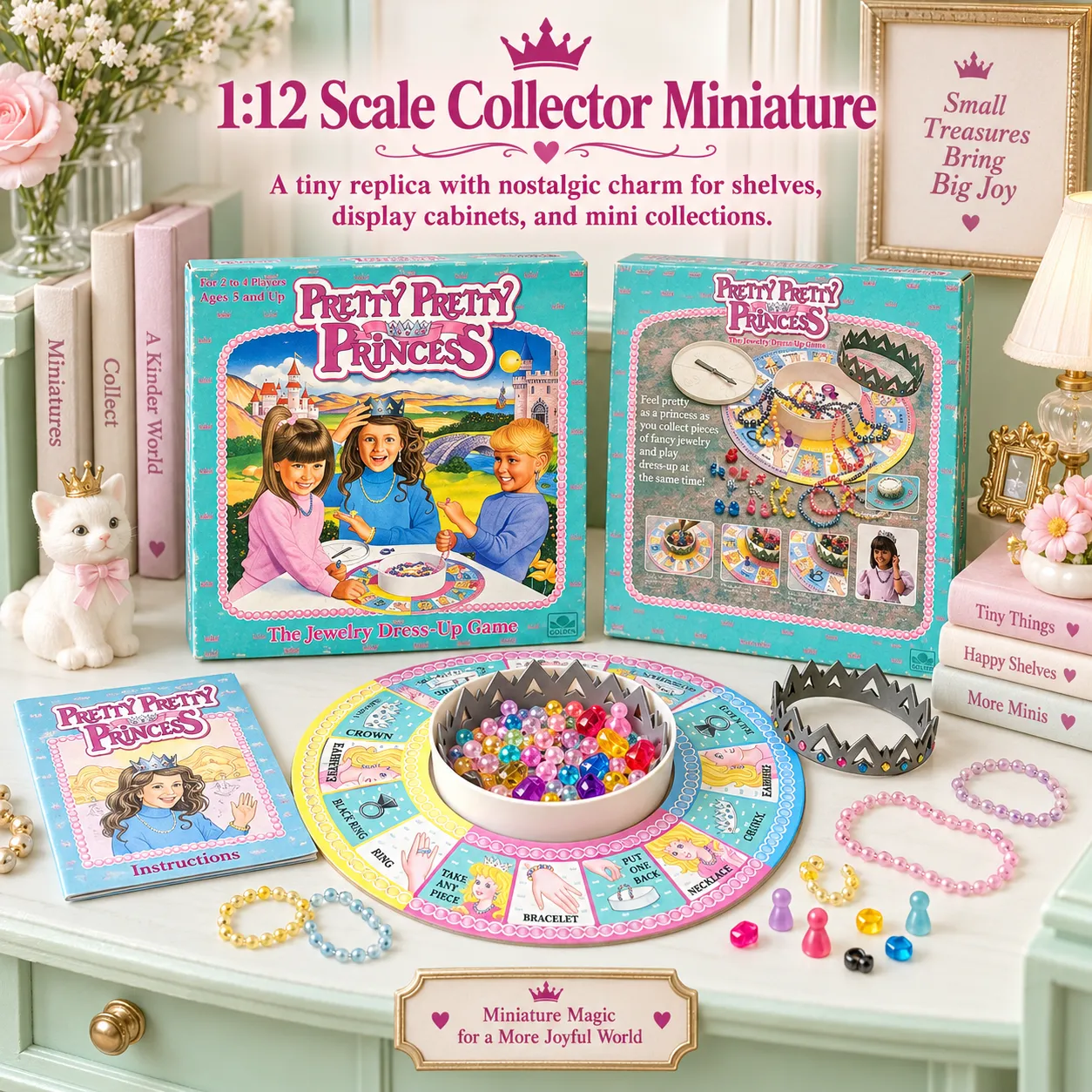 Pretty Pretty Princess miniature game board and jewelry pieces