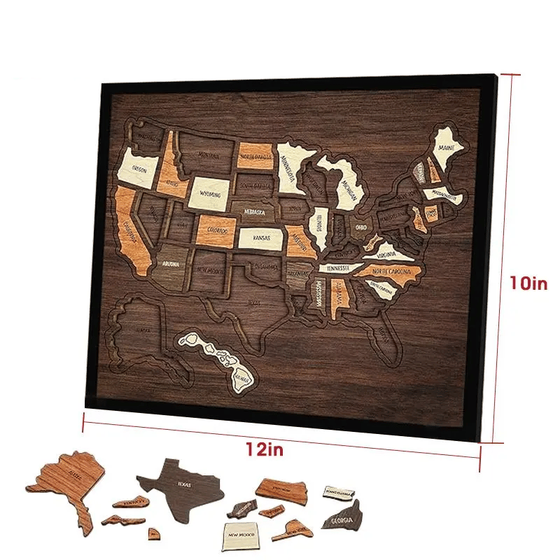 Wooden USA Travel Map Puzzle🧩A Stylish Way to Track Your Journey &amp; Memories - Buy 1