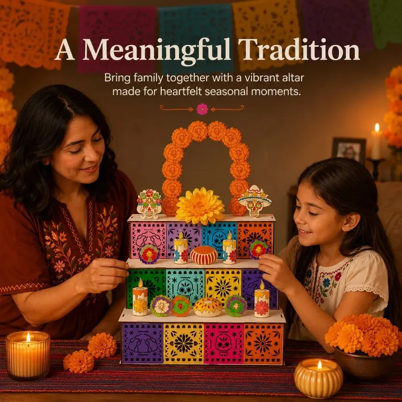 Day of the Dead wooden altar used as a seasonal display