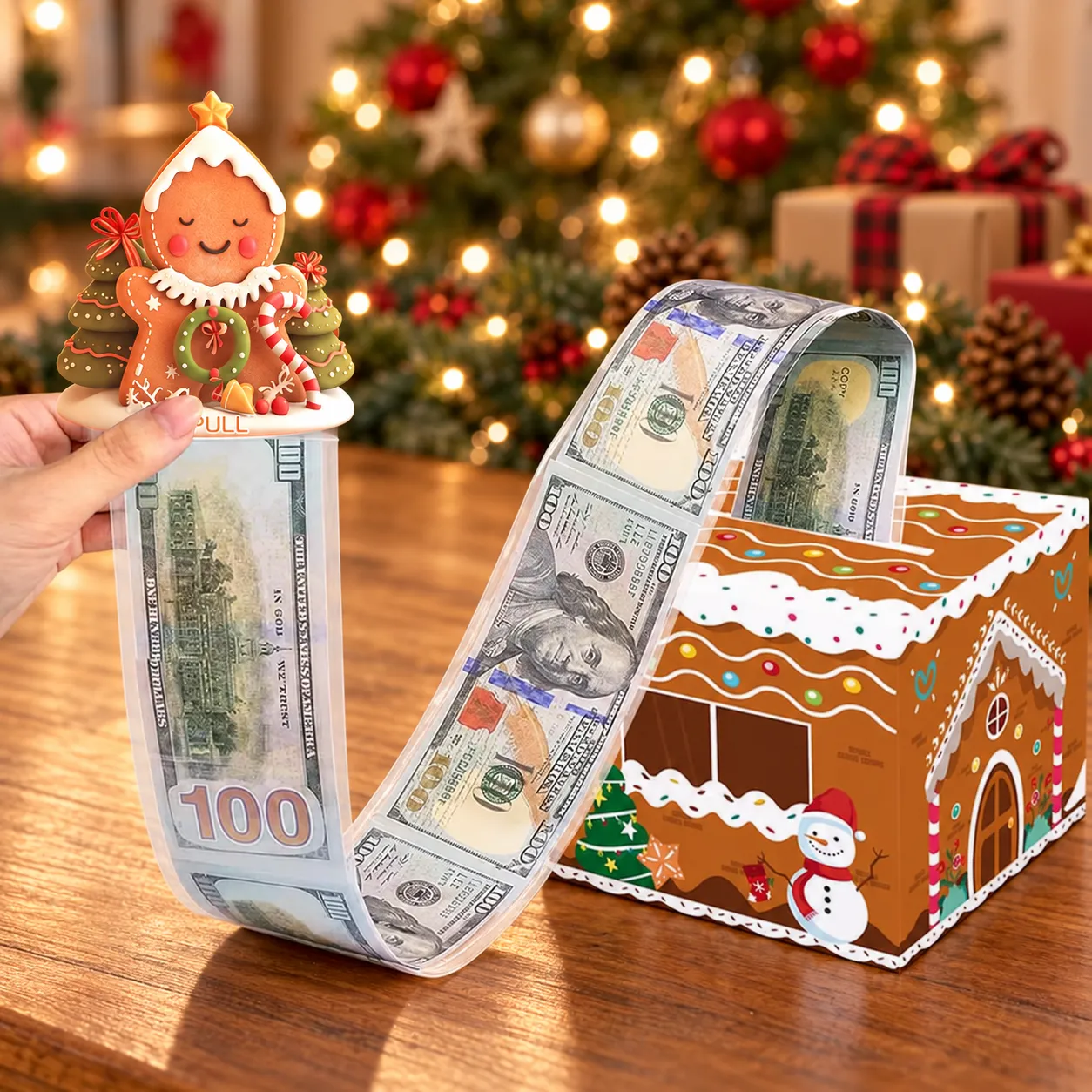 Gingerbread House Christmas Money Pull Box