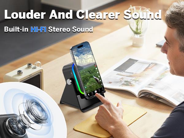 PUTARE Wireless Induction Audio Speaker Stand, 5in1 Cellphone Holder, 3500mAh Rechargeable Emergency Power Bank,360° Adjustable Mobile Tablet Stand with Colorful Ambient Light Gifts for Men Women FathersDayGift SummerWins PUTARE Wireless Induction Audio Speaker Stand, 5in1 Cellphone Holder, 3500mAh Rechargeable Emergency Power Bank,360° Adjustable Mobile Tablet Stand with Colorful Ambient Light Gifts for Men Women FathersDayGift SummerWins