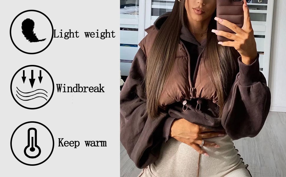 women crop puffer vest