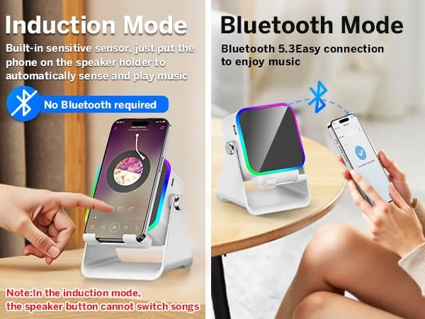 PUTARE Wireless Induction Audio Speaker Stand, 5in1 Cellphone Holder, 3500mAh Rechargeable Emergency Power Bank,360° Adjustable Mobile Tablet Stand with Colorful Ambient Light Gifts for Men Women FathersDayGift SummerWins PUTARE Wireless Induction Audio Speaker Stand, 5in1 Cellphone Holder, 3500mAh Rechargeable Emergency Power Bank,360° Adjustable Mobile Tablet Stand with Colorful Ambient Light Gifts for Men Women FathersDayGift SummerWins