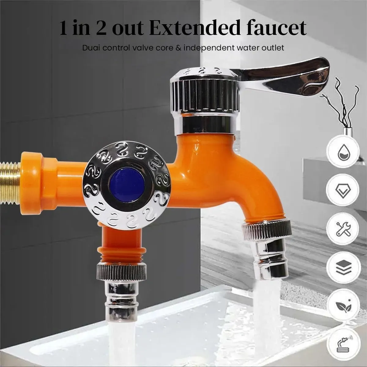 Compact dual outlet faucet connection