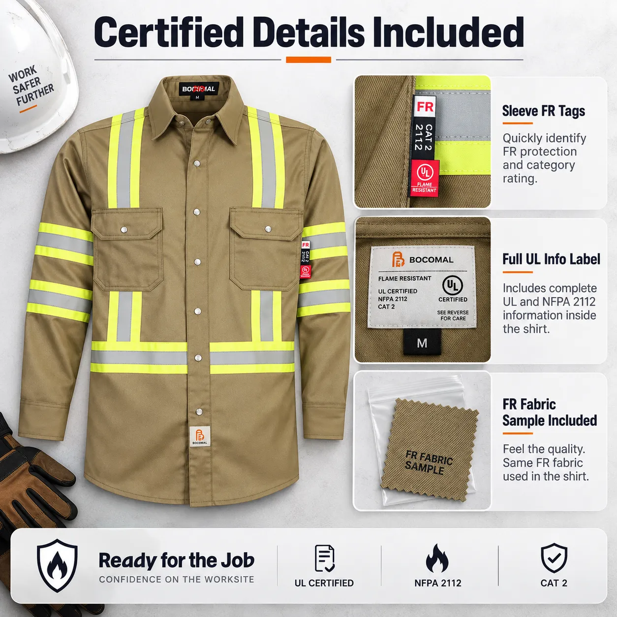 FR work shirt reflective coverage