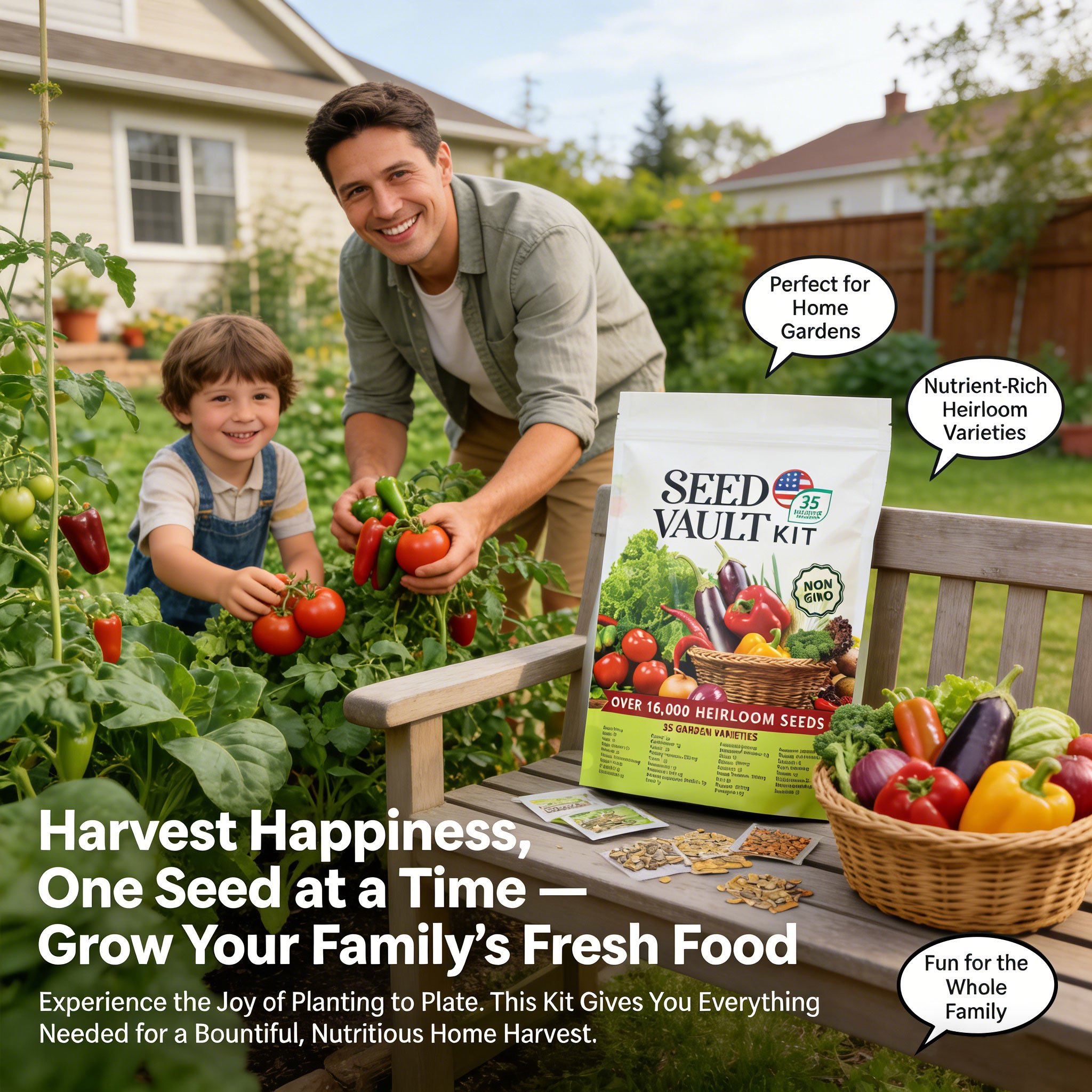 🌱 35-Veggie Heirloom Seed Kit – 16,000+ Non-GMO Seeds for Create your dream vegetable garden🥕