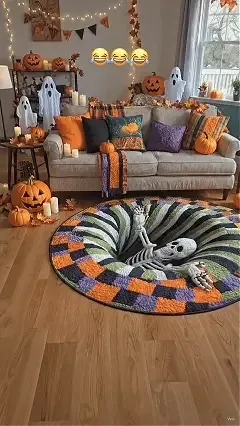 Halloween 3D skelet optische illusie vloerkleed