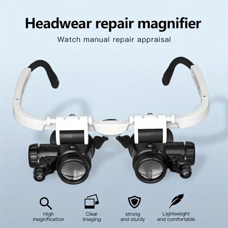 2led head mounted illuminating microscope headband repair led lamp light magnifying glass with 8x 15x 23  loupe details 3