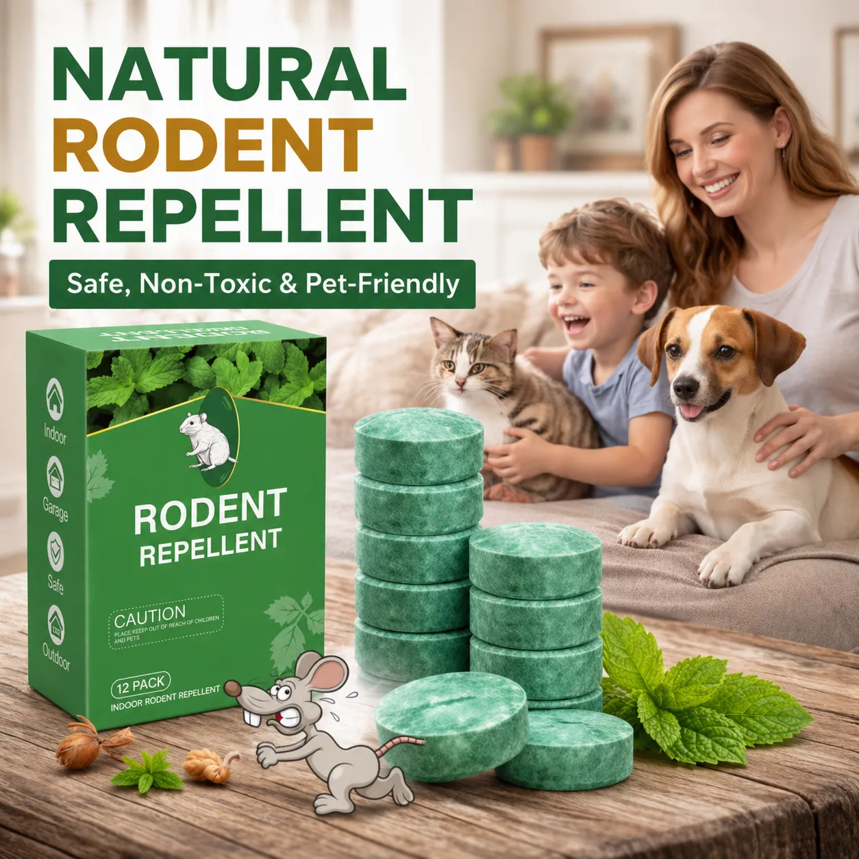 🐭 Natural Peppermint Rodent Repellent Tablets 🔥