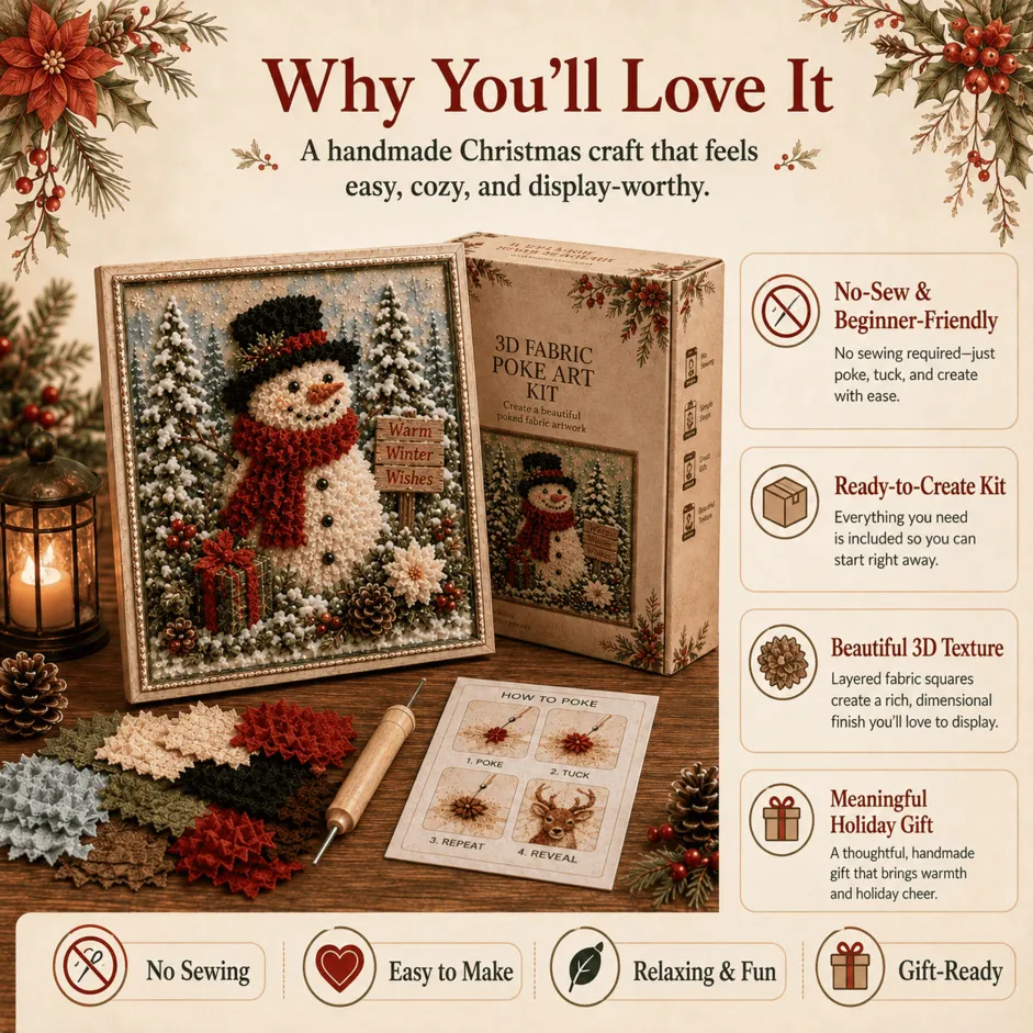 Make It Display It Gift It - Christmas Fabric Poke Art
