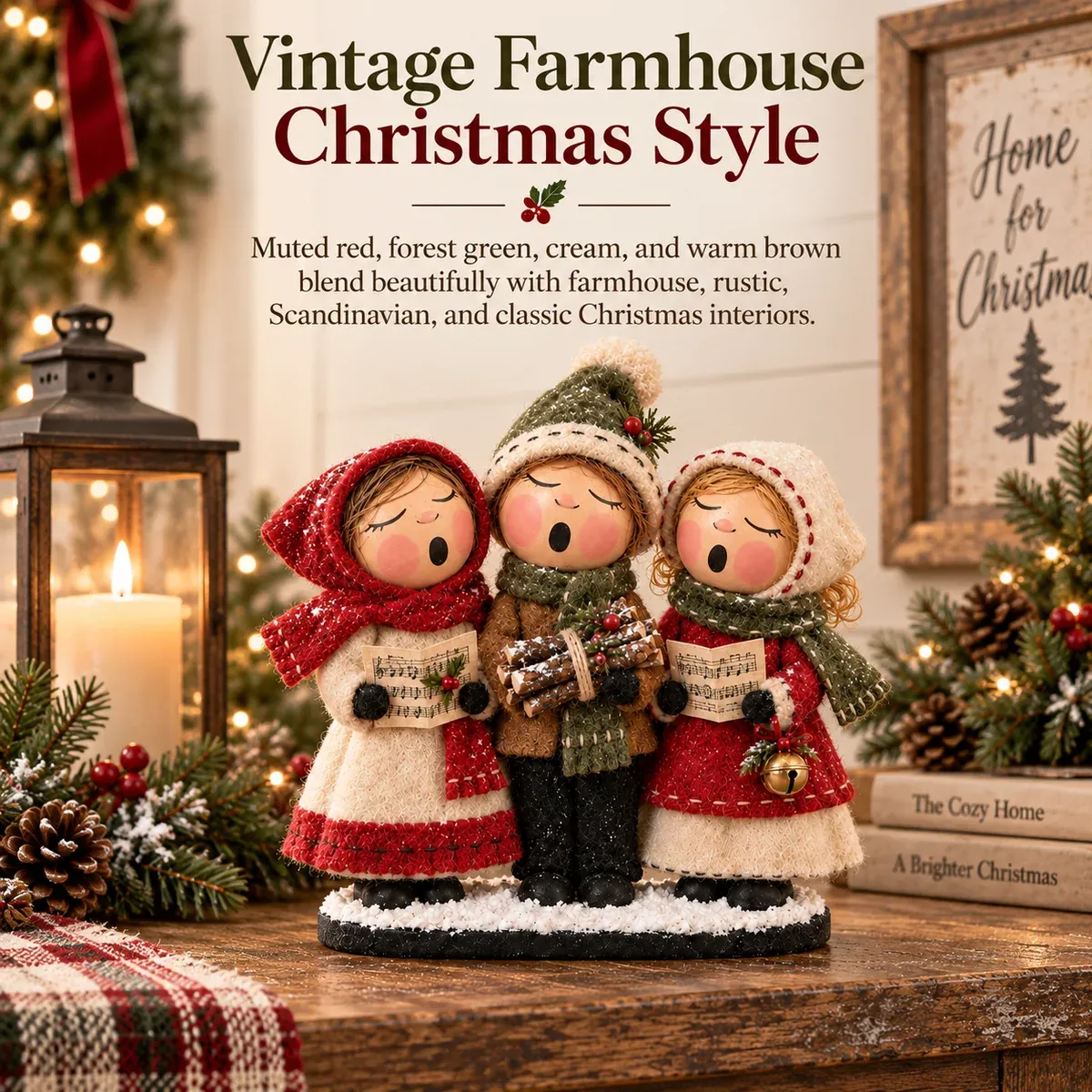 Vintage farmhouse Christmas tabletop decoration