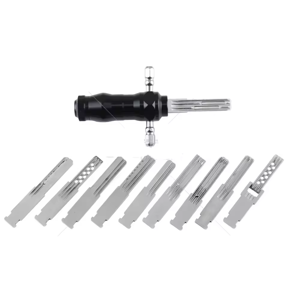 🔐Tubular Lock Pick Set: 9-in-1 Precision Unlocking Tool for Locksmiths - 🛠️Portable, Multi-Lock Compatible, Efficient Unlocking 🚀