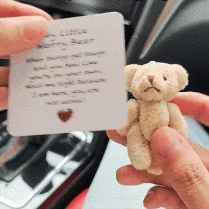 Handmade mini plush teddy bear presented as a comforting gift