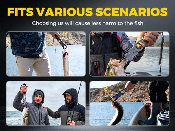 ArcPro Fish Gripper with Scale, Aircraft-Grade Aluminum Alloy Fish Lip Gripper 2-in-1 , 40lb Heavy-Duty & Non-Slip 360° EVA Swivel Handle, Corrosion-Resistant Fish Holder, Fresh/Saltwater