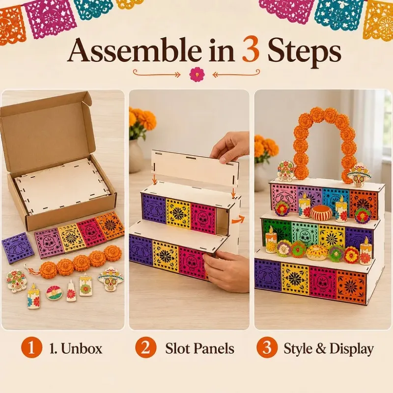 Assembly and dimensions of the wooden altar display
