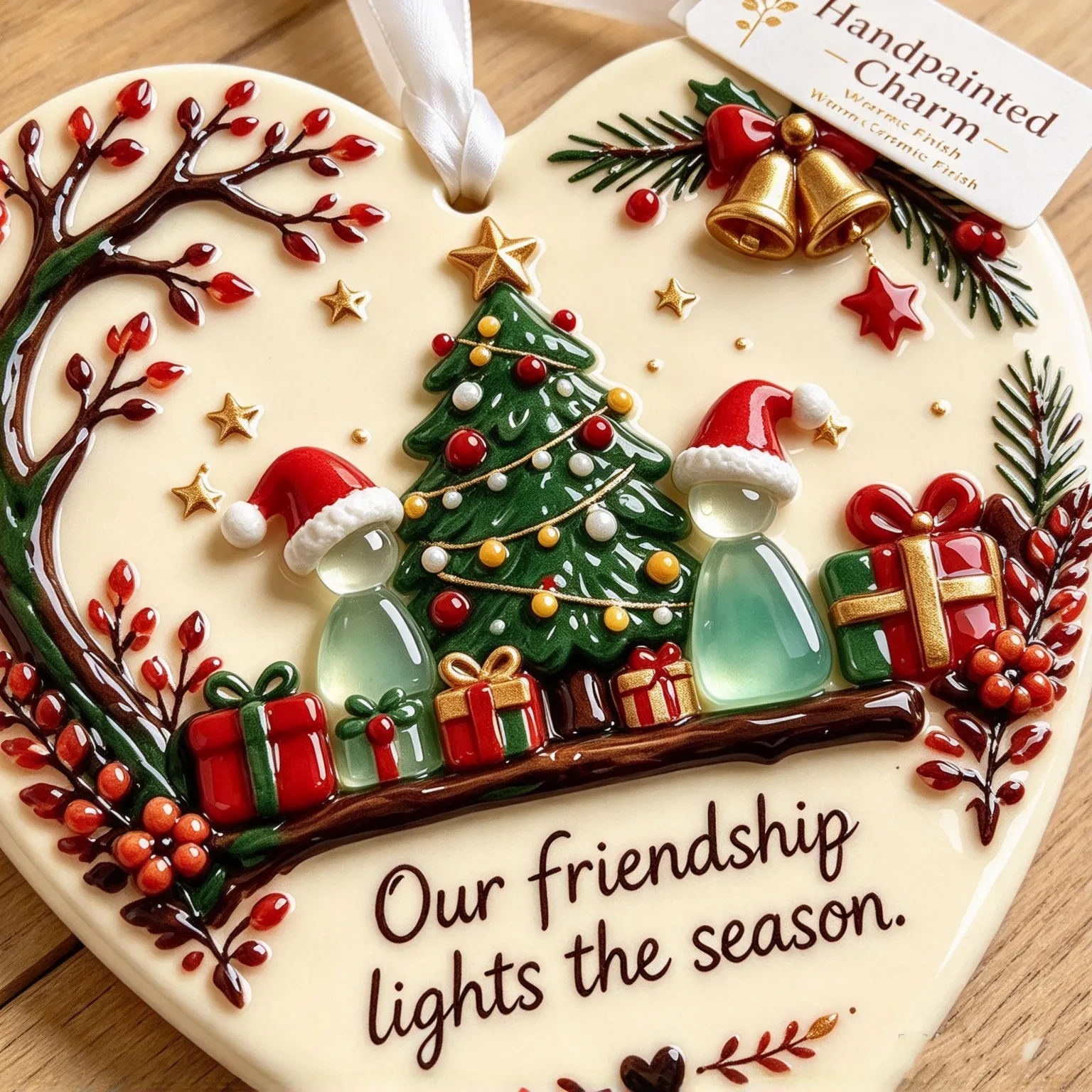 Close up glazed ceramic ornament with sea glass details
