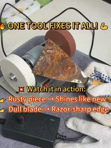 Mini bench grinder in use
