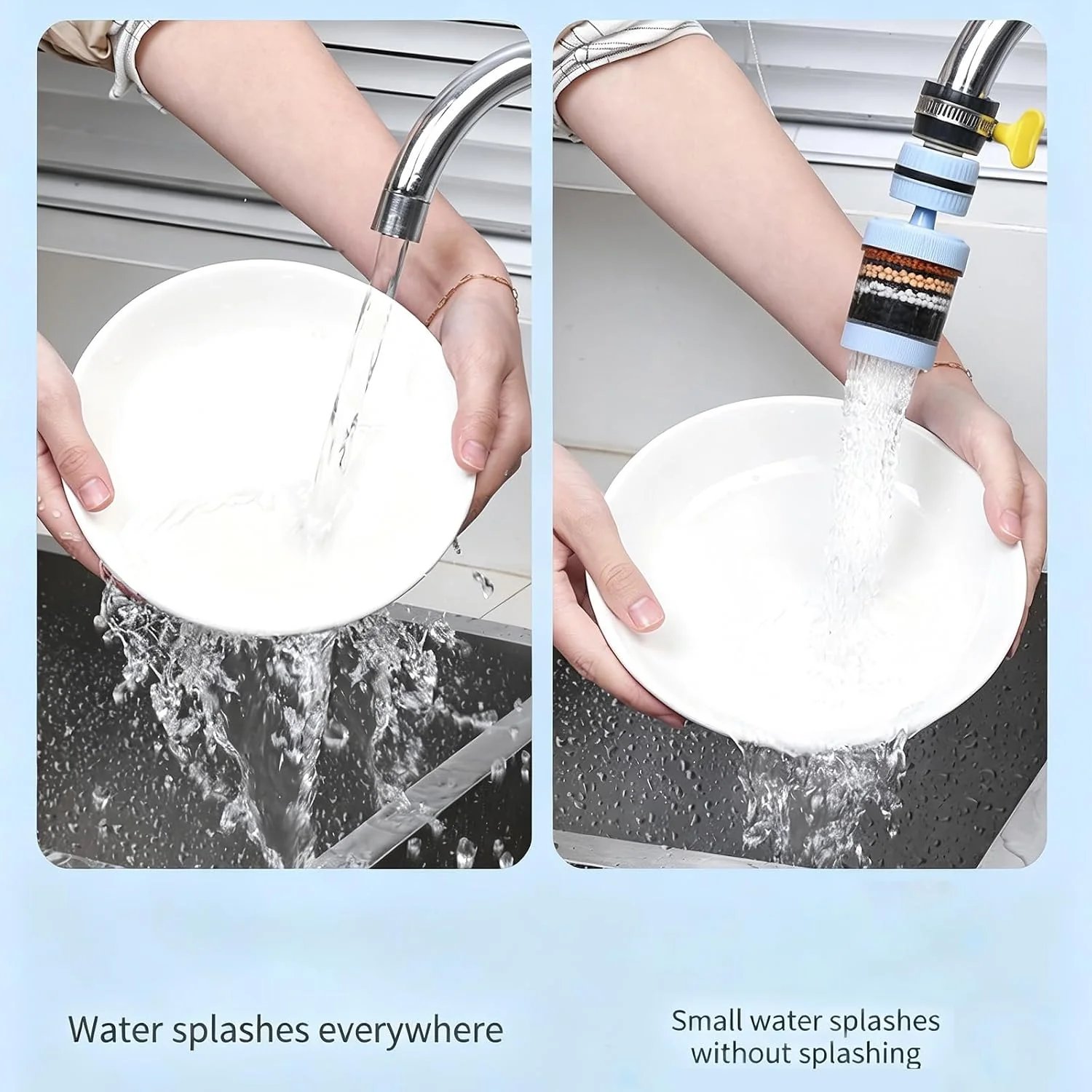 Gentle splash reducing faucet water stream