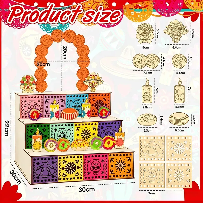 Product specifications and dimensions for the altar display