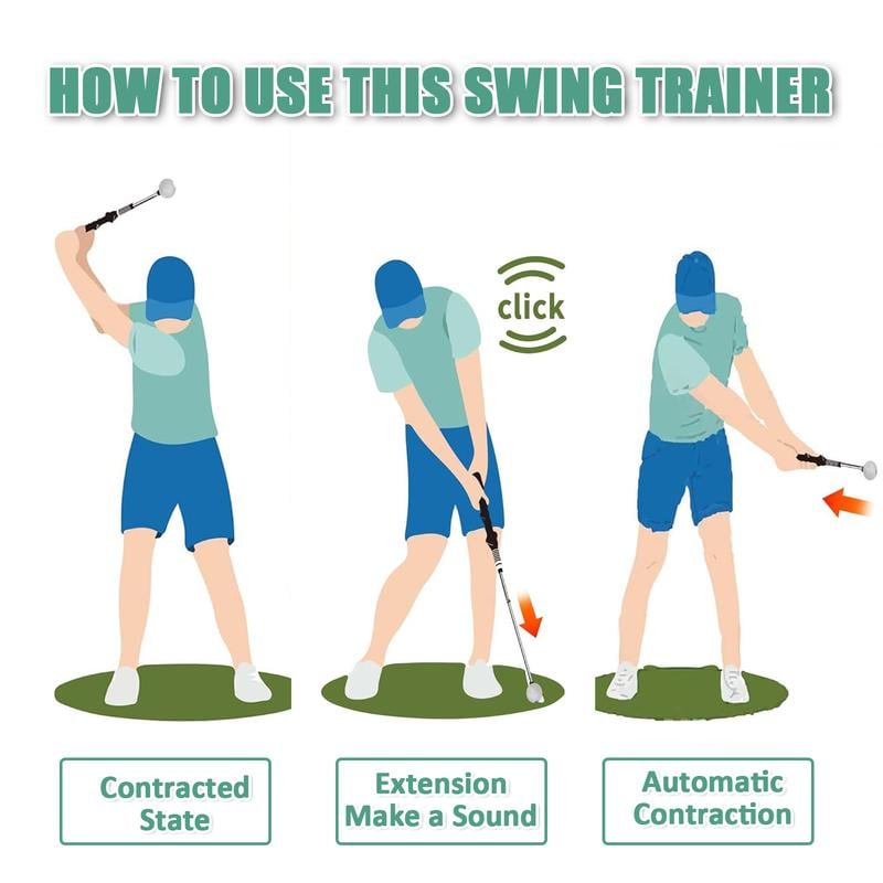 Product Introduction of Arttodo Telescopic club, Retractable Golf Swing Training Aid, Click Sound Stick Trainer,  Golf Warm Up, Grip, Strength, Tempo Training Aids, Golf Gift 3