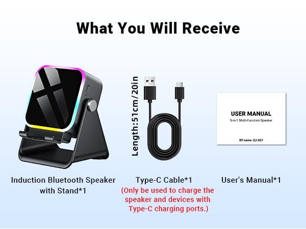 PUTARE Wireless Induction Audio Speaker Stand, 5in1 Cellphone Holder, 3500mAh Rechargeable Emergency Power Bank,360° Adjustable Mobile Tablet Stand with Colorful Ambient Light Gifts for Men Women FathersDayGift SummerWins PUTARE Wireless Induction Audio Speaker Stand, 5in1 Cellphone Holder, 3500mAh Rechargeable Emergency Power Bank,360° Adjustable Mobile Tablet Stand with Colorful Ambient Light Gifts for Men Women FathersDayGift SummerWins