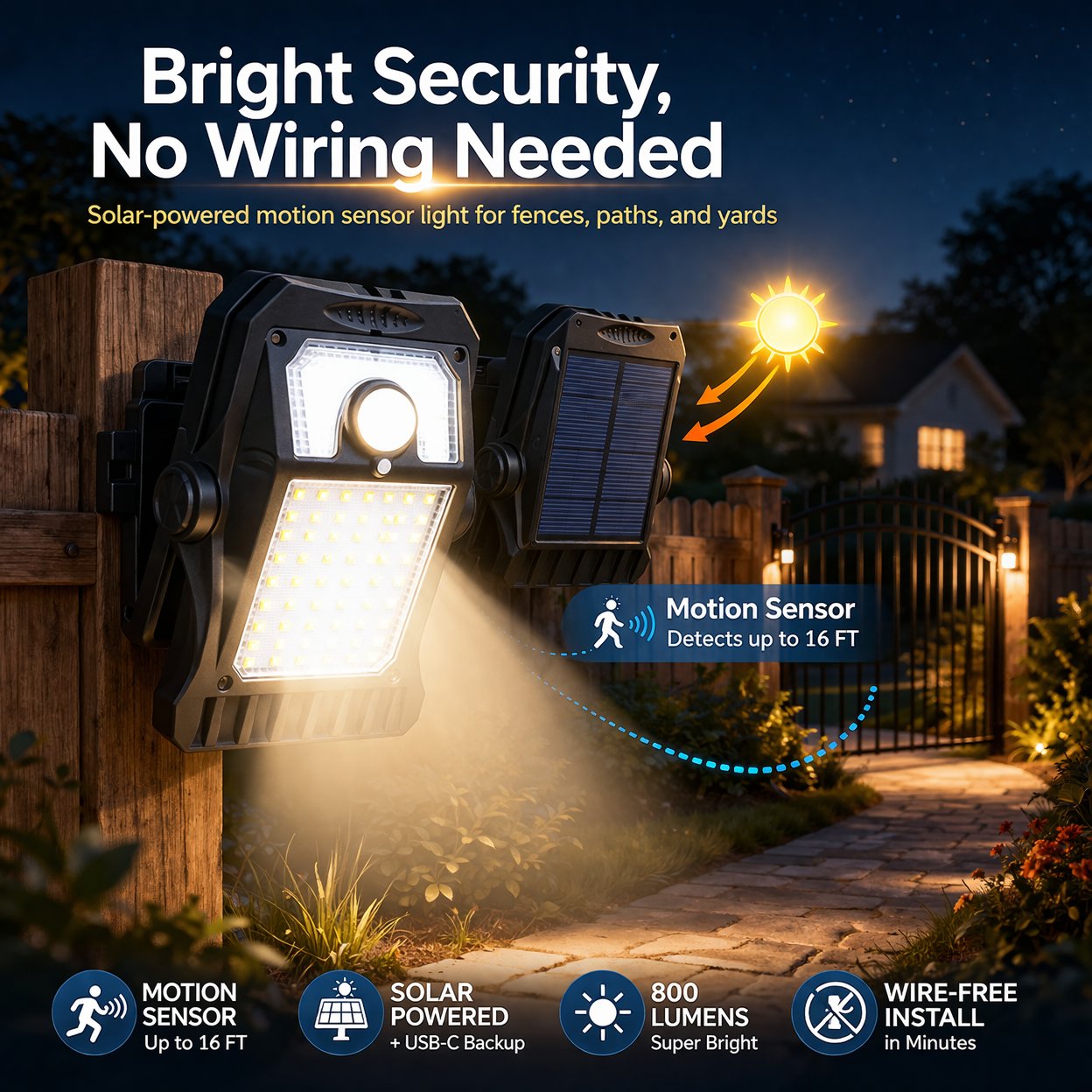 Outdoor solar garden lights and motion-activated lights 🌟
