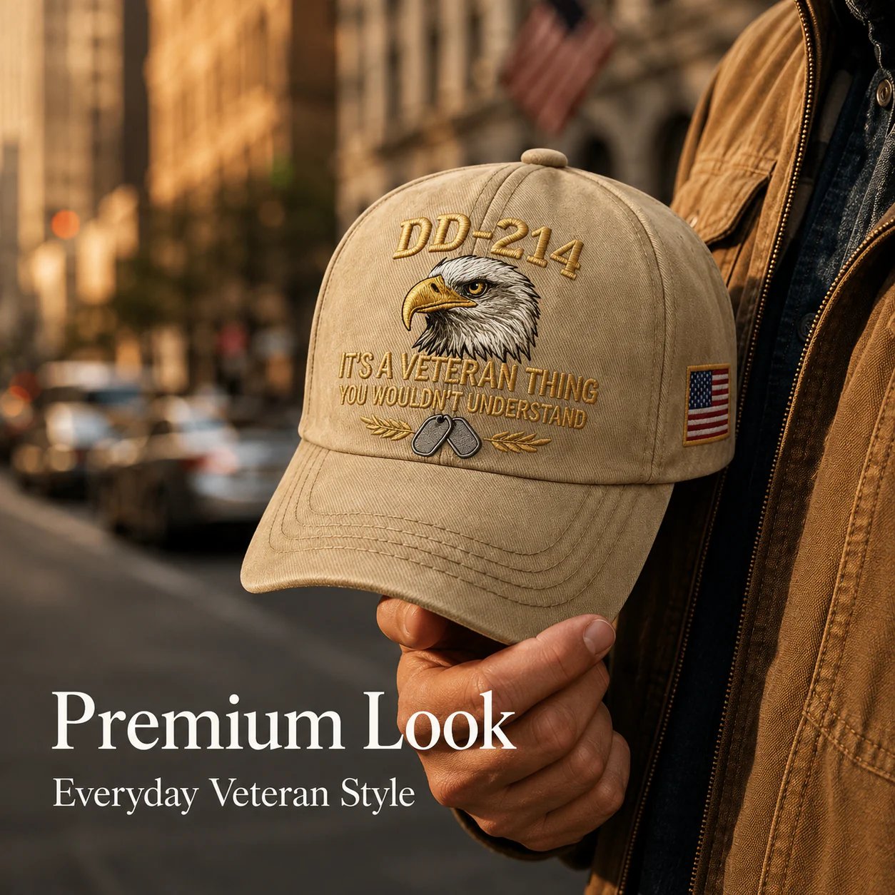 Embroidered Veteran Hat Detail
