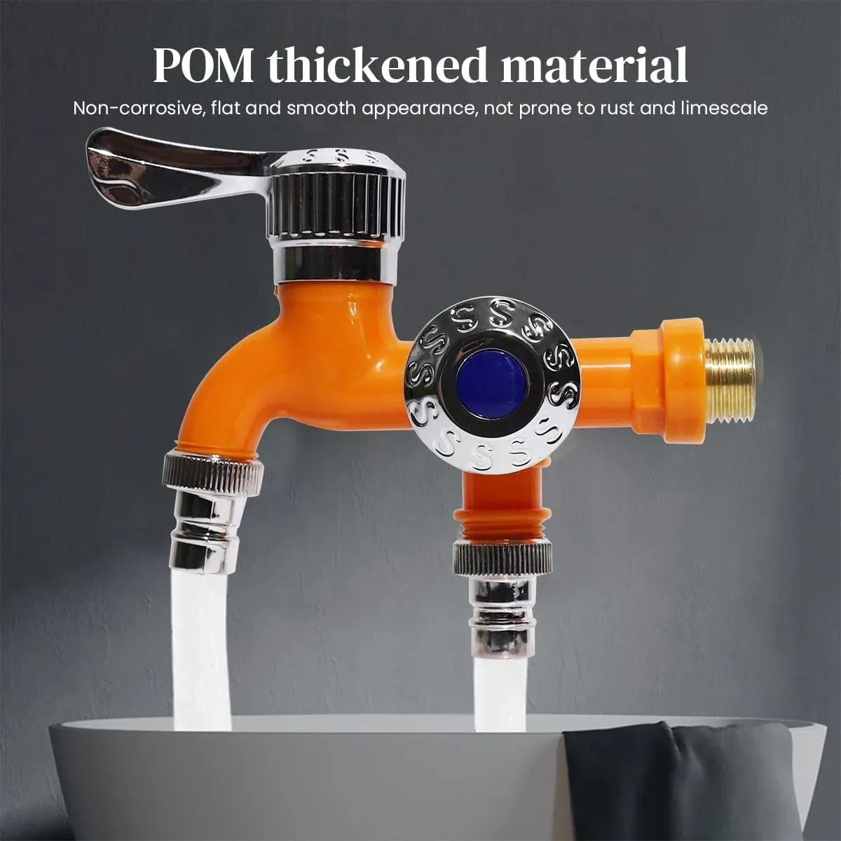 Thickened POM material dual outlet faucet