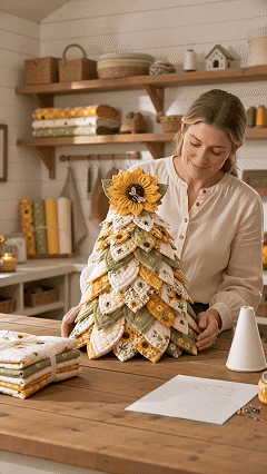 Sunflower Bee Garden Tree DIY Kit pre-cut fabric craft GIF