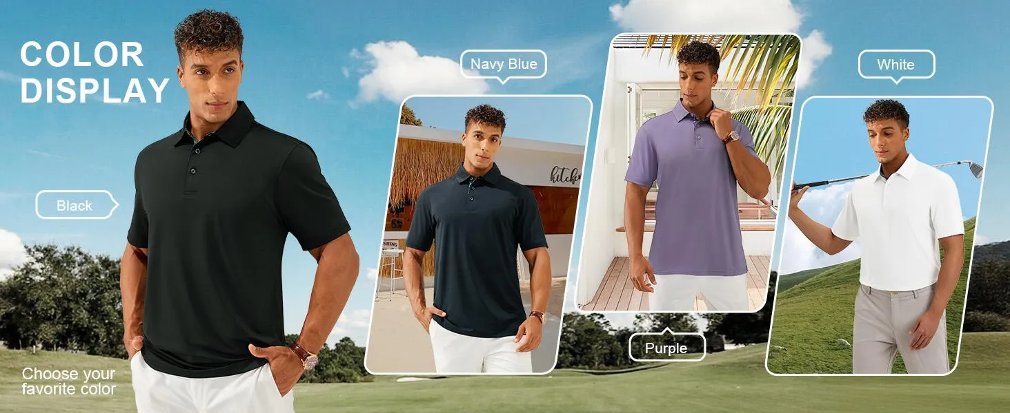 3-Pack Men's Polo Shirts – Soft Breathable Cotton, Comfortable Short Sleeve Casual Fit, Classic Collared Polo Shirts for Work, Golf, Travel & Everyday Wear