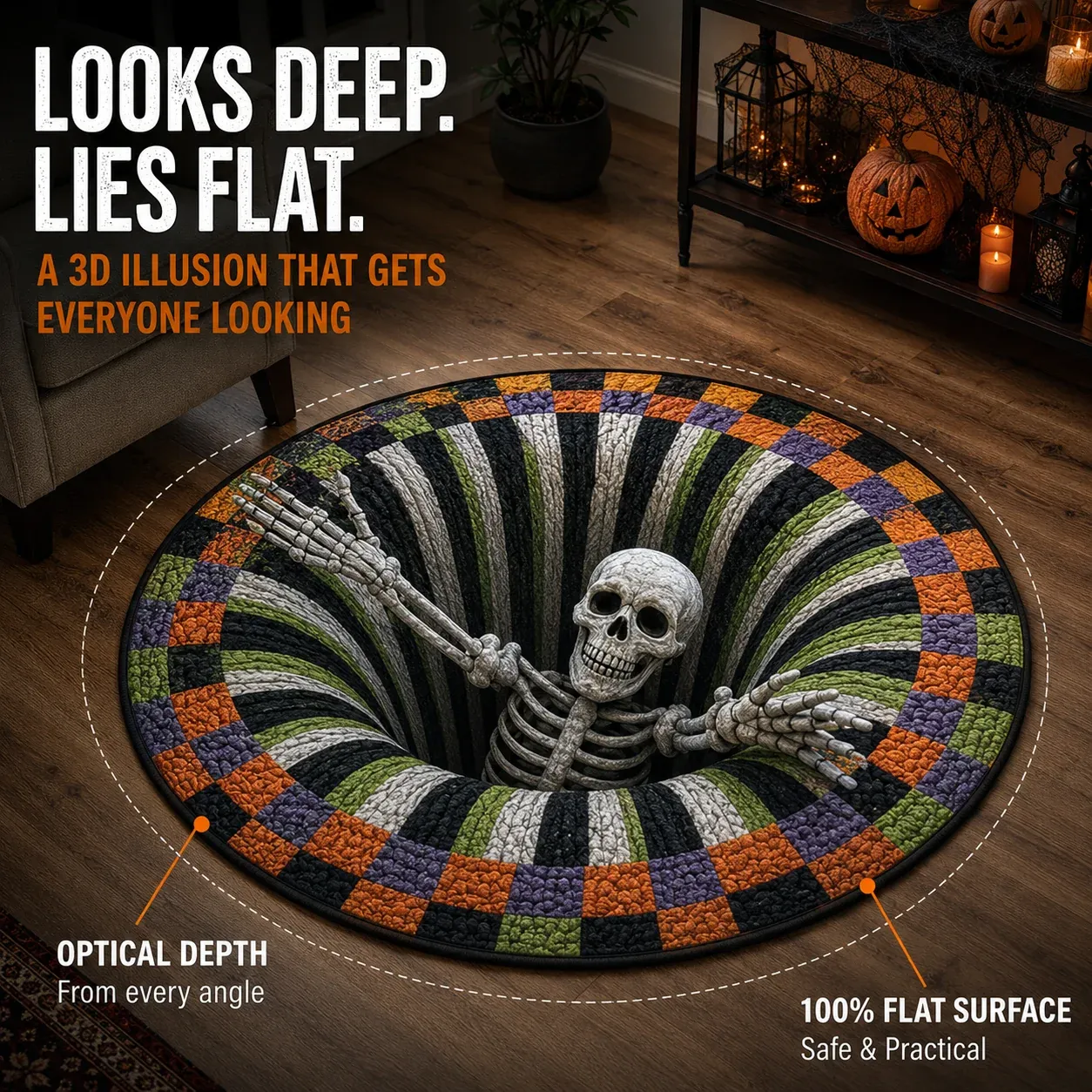 Halloween vloerkleed in slaapkamer