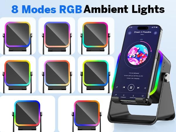 PUTARE Wireless Induction Audio Speaker Stand, 5in1 Cellphone Holder, 3500mAh Rechargeable Emergency Power Bank,360° Adjustable Mobile Tablet Stand with Colorful Ambient Light Gifts for Men Women FathersDayGift SummerWins PUTARE Wireless Induction Audio Speaker Stand, 5in1 Cellphone Holder, 3500mAh Rechargeable Emergency Power Bank,360° Adjustable Mobile Tablet Stand with Colorful Ambient Light Gifts for Men Women FathersDayGift SummerWins
