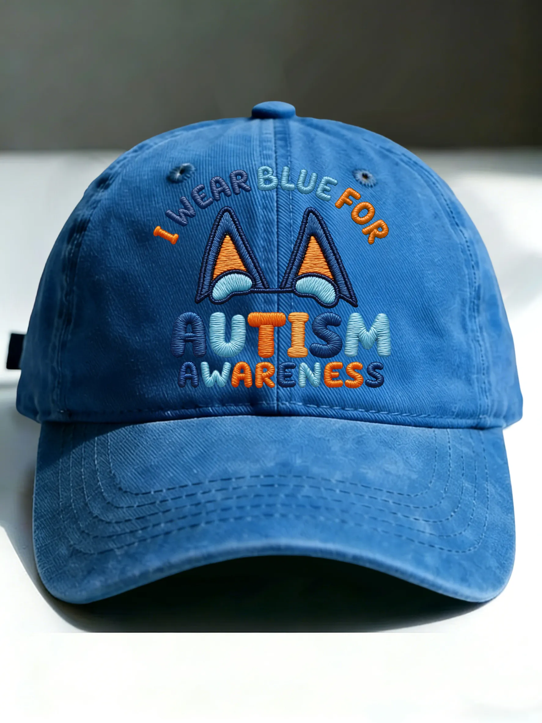 Unisex Retro I Wear Blue For Autism Awareness Printed Hat