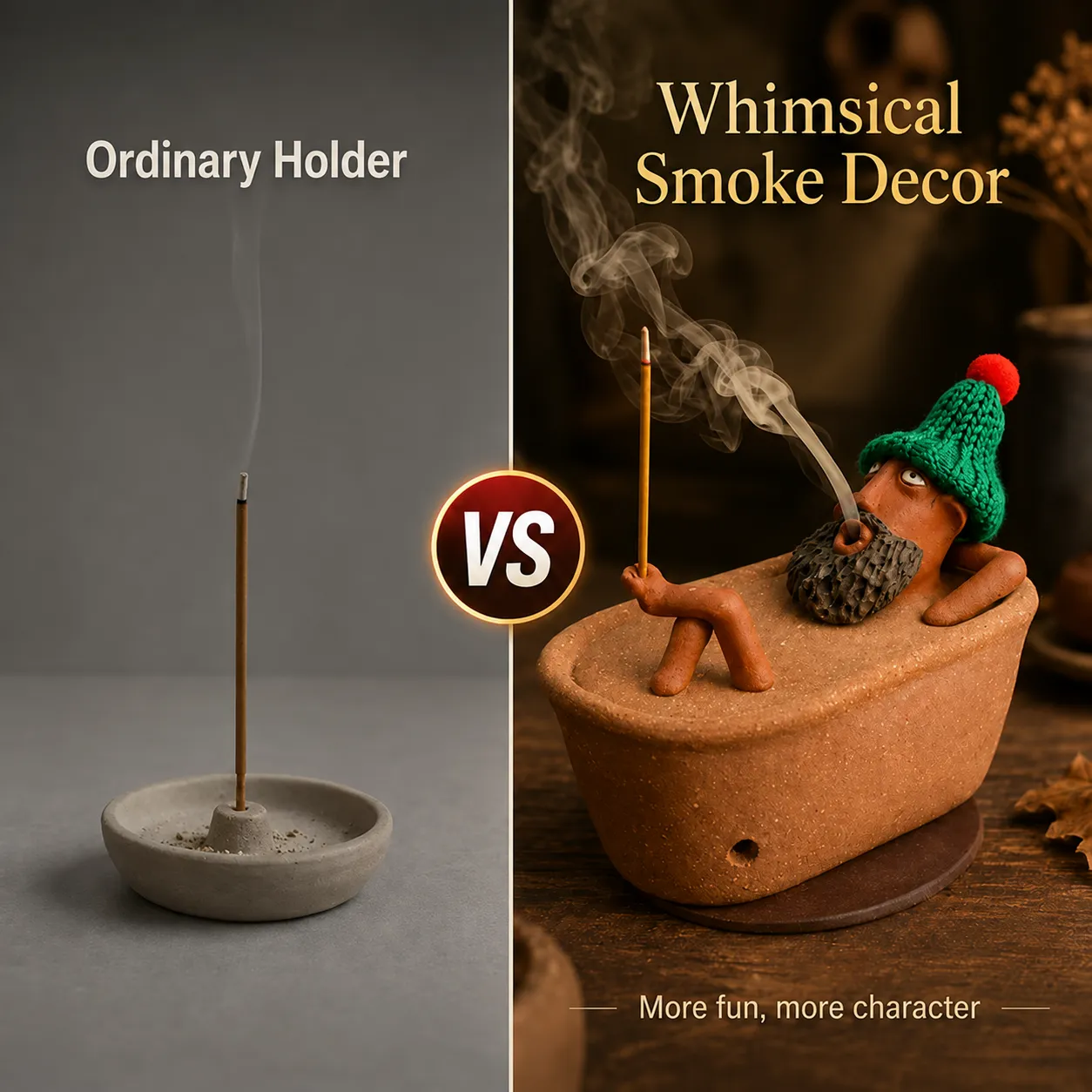 Handmade incense holder details