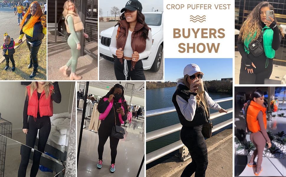 fashion crop puffer vest for women