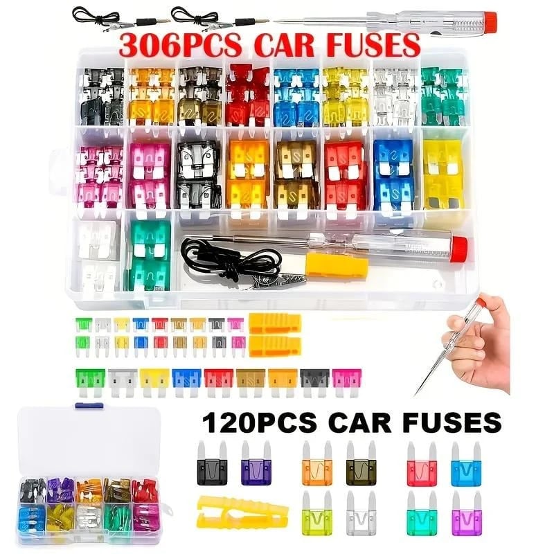 Complete fuse assortment kit in organized case