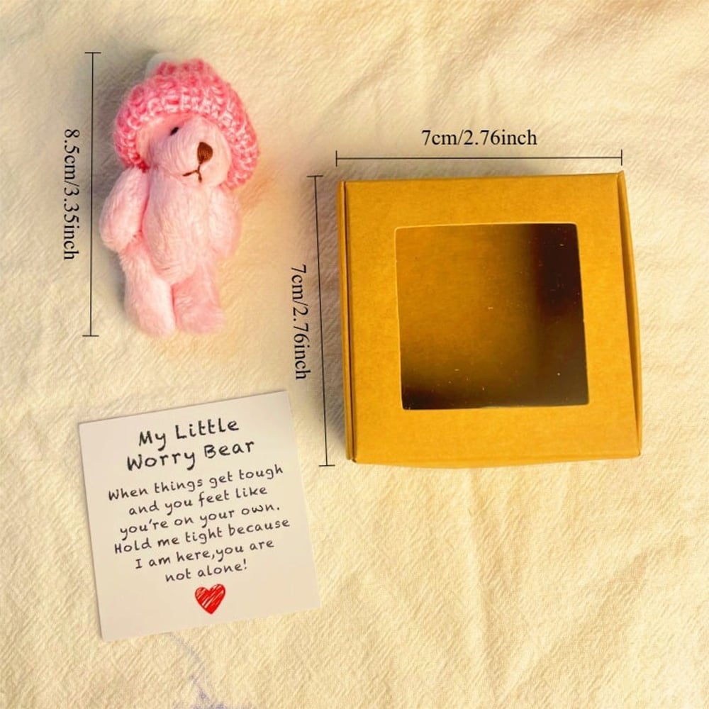 Mini plush teddy bear product size and detail reference