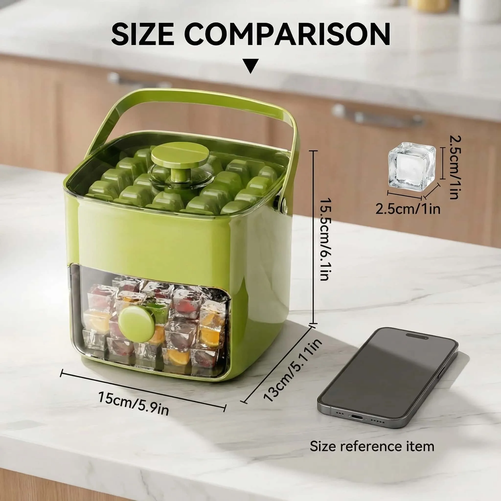 Compact Ice Cube Tray with Lid & Bin ️