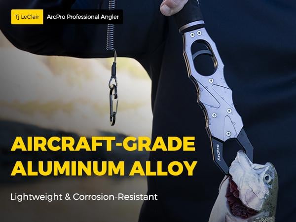 ArcPro Fish Gripper with Scale, Aircraft-Grade Aluminum Alloy Fish Lip Gripper 2-in-1 , 40lb Heavy-Duty & Non-Slip 360° EVA Swivel Handle, Corrosion-Resistant Fish Holder, Fresh/Saltwater