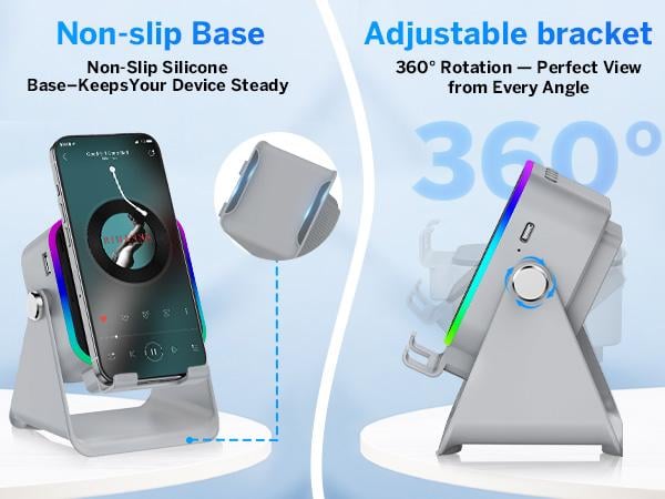 PUTARE Wireless Induction Audio Speaker Stand, 5in1 Cellphone Holder, 3500mAh Rechargeable Emergency Power Bank,360° Adjustable Mobile Tablet Stand with Colorful Ambient Light Gifts for Men Women FathersDayGift SummerWins PUTARE Wireless Induction Audio Speaker Stand, 5in1 Cellphone Holder, 3500mAh Rechargeable Emergency Power Bank,360° Adjustable Mobile Tablet Stand with Colorful Ambient Light Gifts for Men Women FathersDayGift SummerWins