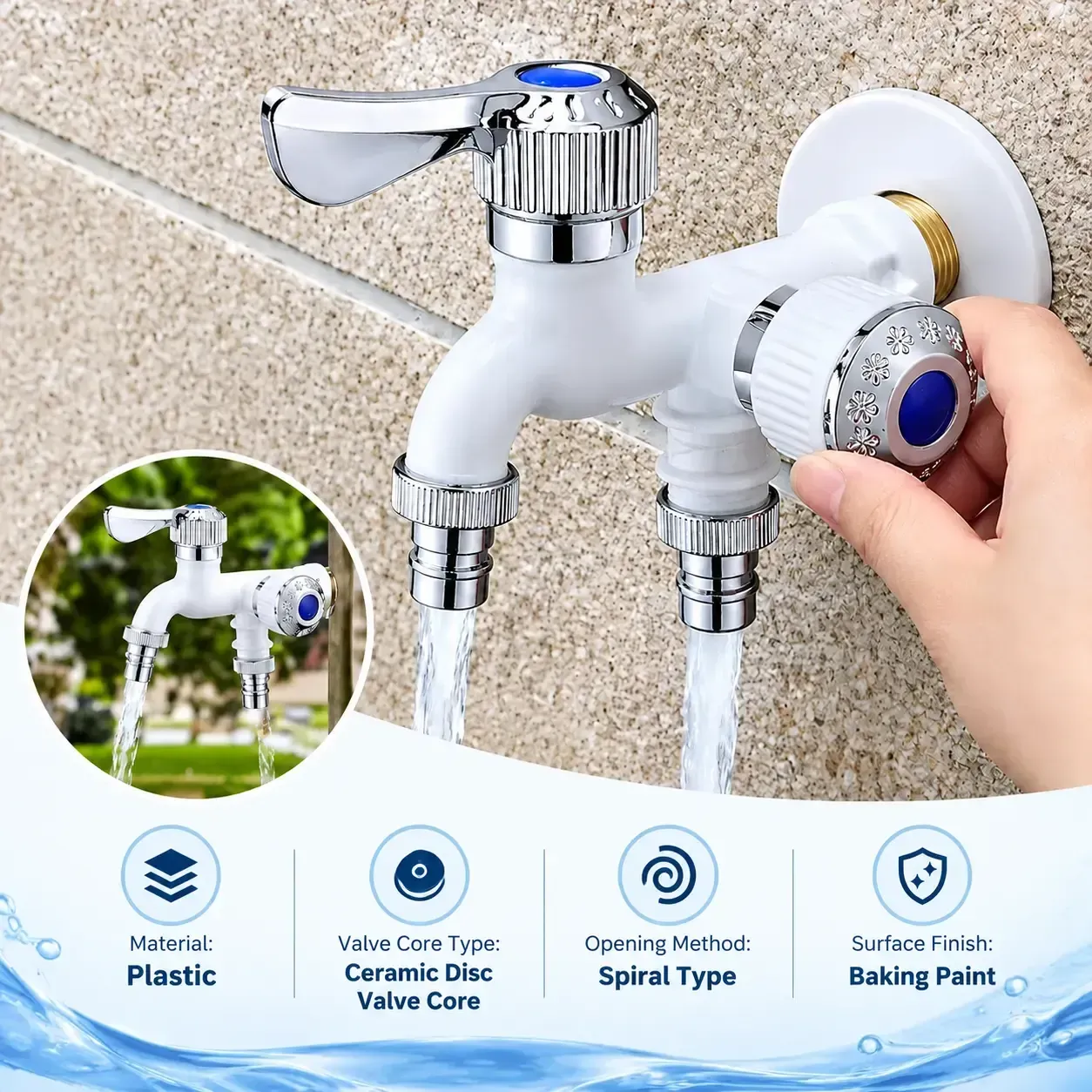 Dual outlet faucet product detail