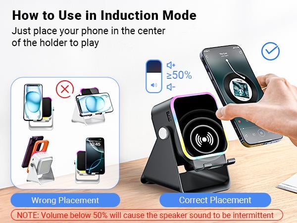 PUTARE Wireless Induction Audio Speaker Stand, 5in1 Cellphone Holder, 3500mAh Rechargeable Emergency Power Bank,360° Adjustable Mobile Tablet Stand with Colorful Ambient Light Gifts for Men Women FathersDayGift SummerWins PUTARE Wireless Induction Audio Speaker Stand, 5in1 Cellphone Holder, 3500mAh Rechargeable Emergency Power Bank,360° Adjustable Mobile Tablet Stand with Colorful Ambient Light Gifts for Men Women FathersDayGift SummerWins
