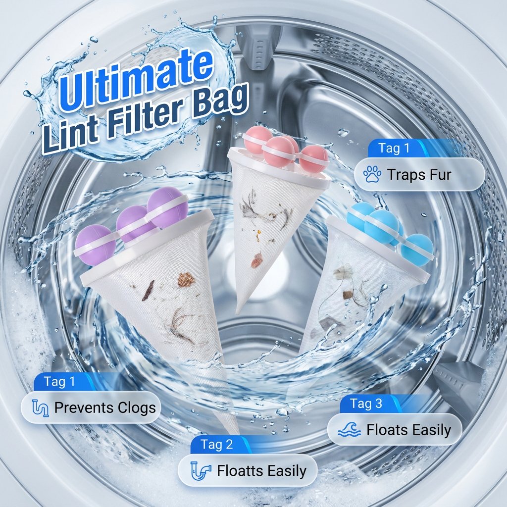 Reusable washing machine hair lint catcher bag