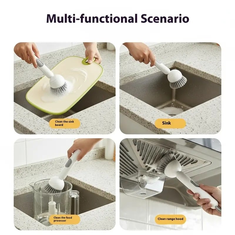 multi-use kitchen cleaning brush for pots pans bottles and sinks