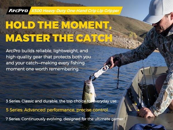 ArcPro Fish Gripper with Scale, Aircraft-Grade Aluminum Alloy Fish Lip Gripper 2-in-1 , 40lb Heavy-Duty & Non-Slip 360° EVA Swivel Handle, Corrosion-Resistant Fish Holder, Fresh/Saltwater